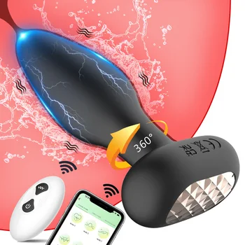 APP Tālvadības Anālais Vibrators 360° Rotējoša Bluetooth Butt Plug Prostatas Massager Masturbator Pieaugušo Seksa Rotaļlieta, paredzēta Sievietēm, Vīriešiem Geju