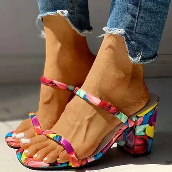 Augsta Papēža Liela Izmēra 43 Sandales Sieviešu Konfektes Krāsu Peep Toe Tupele Modes Dāmas Vasaras Sexy Kurpes Meiteņu Čības Flip Flops
