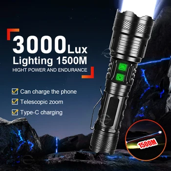 Augstas Jaudas Ultra Uzmanības rādiusa Lukturīti, USB Uzlādējams LED Lukturītis Zoomable Avārijas Āra Lukturīti Spēcīgu Laternu
