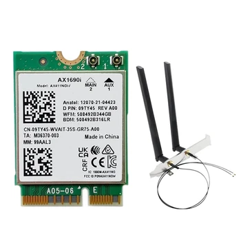 AX1690I Wifi Karti Ar 2X8DB Antenas AX411 Wi-Fi 6E Ātrums 2.4 gb / s 802.11 Ax 2.4/5/6Ghz Bluetooth 5.3 Bezvadu Modulis