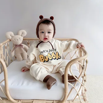 Baby Silts Cute Salds Lien Uzvalks Zēniem Jumpsuit Meitenes Apģērbu Plus Samta Sabiezējumu Onesie Jaundzimušo Apģērbs, Komplekts