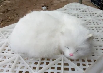 balts simulācijas kaķis rotaļlietas sveķu&kažokādas skaisti guļ kaķis modeli dāvanu par 27x21cm 1098