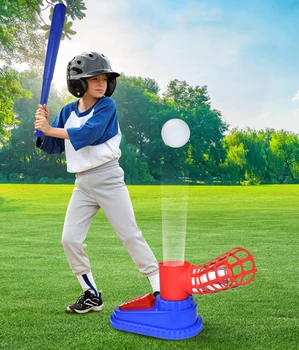 Beisbola rotaļlietu komplekts bērnu beisbola prakses rotaļlietas bērnu beisbola rotaļu bumbu mašīna set beisbola raidītāja plastmasas bumbu spo