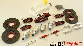 Bezmaksas piegāde R/C racing auto GTB 4 riteņu hidrauliskās bremžu sistēmas komplekts Baja 5B SS 5T sarkana