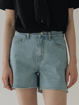 Blue Pocket Džinsa Bikses 2023 Jaunu Vasaras Vidū Vidukļa Modes Vienkāršu Dāmas Īsās Elsas Gadījuma Vintage Bikses, Sieviešu Apģērbs Apakšā