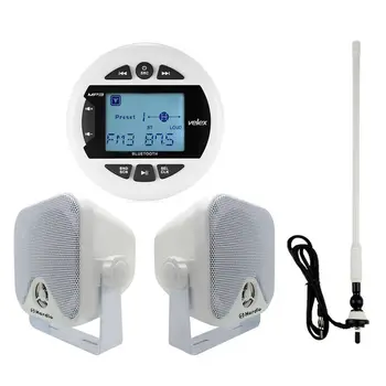 Bluetooth Jūras Stereo Ūdensizturīgs Laivu Radio, MP3 Atskaņotājs Audio + 4 Collu Jūras Lodziņā Skaļruņi LTV UTV Laiva + Jūras Antena