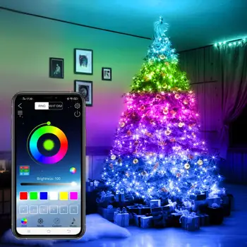 Bluetooth Ziemassvētku Gaismas RGB USB Pasaku Gaismas 2m/20m Vara Stieples Vainags LED String Light Ziemassvētku Eglītes, jaungada Dekori Lampas