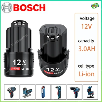 BOSCH 12V 3.0 Ah Akumulatoru Bosch BAT411A BAT412A BAT413A BAT414 BAT420 2607336013 26073360 Bezvadu Rīks