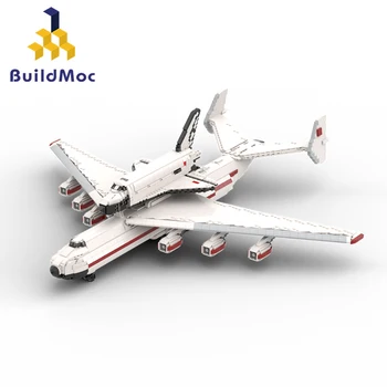 BuildMOC Kosmosa AN-225 Gaisa Transporta Pasažieru Lidmašīna Celtniecības Bloku Komplekts 1:110 Buran Antonoved Carrierplane Ķieģeļu Bērniem Rotaļlietas