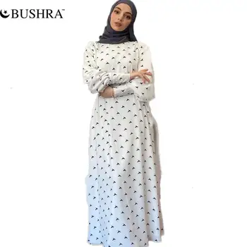 BUSHRA Kleita, Hijab Nidas Drukāt Vasarā Vietas, Gara Kleita Musulmaņu Sievietēm, Dubaija Abaya Turcija Islāmu arābu Kaftan Drēbes Musulmans 2022 Jaunas