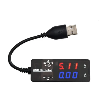 Ciparu Voltmetrs Ammeter ar USB Kabeli LCD Mikro Duālā Displeja Mērītājs Mobilo Telefonu Barošanas Tablete USB Detektoru Testeris