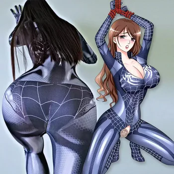Cosplay Spider Sexy Zentai Uzvalks Sieviete Jumpsuit Super Varoņa Kostīms, Melns Bodysuit Iedomātā Apģērbs, Karnevāla Puse Elsas