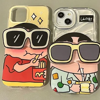 Crayon Shin-Chan Gudrs Quirky Telefonu Gadījumā Samsung S23Ultra Karikatūra Pilnībā Segtu Samsung A52/a54/a34 Mīksto Gadījumā Meitenes Anime Dāvanu