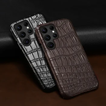 Dabas Krokodila Ādas Matētu Vāciņu Case For Samsung Galaxy S22 S23 Ultra S21 FE S21 S23 Plus Piezīme 20 A52S A53 A54 5G A52