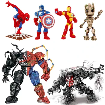 Disney Avengers Celtniecības Bloki Venom/Spider-Man/Captain America Dzelzs Vīrs/Puzzle Bērnu Izglītojošās Rotaļlietas Ziemassvētku Dāvanu