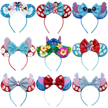 Disney Gudrs Lilo & Stitch Ausis Hairband Meiteni Galvu Sievietes Festivāls Cosplay Cepures Bērniem Vizuļi Loku, Matu Aksesuāri, Dāvanu