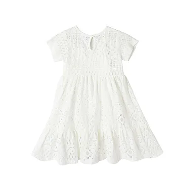 Dobi-No Pusaudžu Meitenes Balto Kleitu 2023 Vasarā Jauni Bērnu Īsām Piedurknēm Apģērbs Bērniem Mežģīnes Princese Kleita