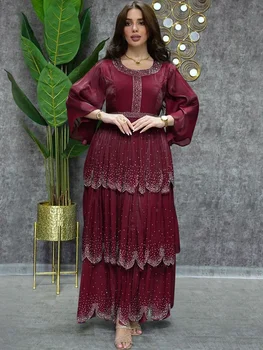 Eid Vakara Kleita Vizuļi Musulmaņu Sievietēm Zaudēt Kūka Abaya Puse Šifona Kleitas Ramadāna Abayas Caftan Elegants Vestidos 2023