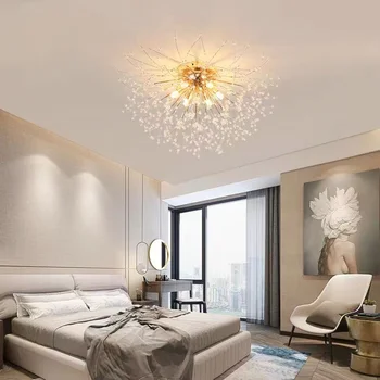 Eiropas kristāla sienas lampas dzīvojamā istabā fona sienas gultas lampa, Amerikāņu luksusa villa atmosfēra taisnstūra sienas lampas