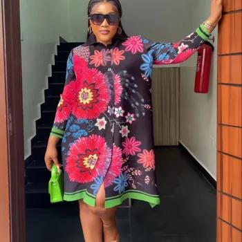 Elegants Āfrikas Drukāt Kleitas Sievietēm Pavasara Vasaras Āfrikas Apģērbu Biroja Dāma Puse Zaudēt Kleitu Dashiki Ankara Tērpiem Drēbes