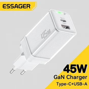 Essager 45W GaN USB C Tipa Lādētāju PD QC 3.0 Ātra Uzlāde iPhone 14 13 Pro Samsung XiaoMi Ātri Uzlādēt Tālruni Ceļojumu Maksas