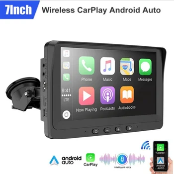 FM Raidītājs AUX Auto MP5 Atskaņotāju Bezvadu 7 Collu Touch Screen Apple CarPlay Android Auto Brīvroku Bluetooth Portable
