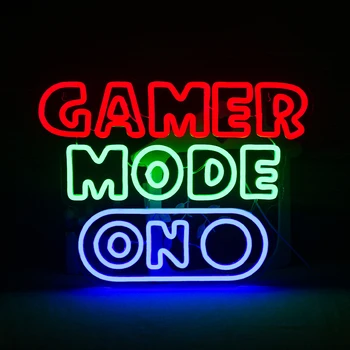 Gamer Mode Neona Zīme Krāsains Led Neona Zīmes Sienas Dekoru, Neona indikators iedegas Zīme Guļamistaba Tīņi, Istabas Dekori Spēļu Zona Puse