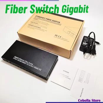 Gigabit Tīkla komutatora 10/100/1000M Ethernet Switch Šķiedru Optiskie Media Converter Šķiedras Slēdzis Metāla Materiālu