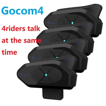GOCOM4 Motociklu Bluetooth Intercom Ķivere Communicator Austiņas FM Ridao Sakaru Intercomunicador par 4 Braucējiem PK V4 PLUS