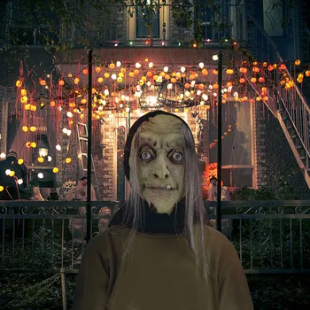 Halloween Vecmāmiņas Sejas Parūka Vecu Cilvēku Galvassegas Zombiju Maska Reāli Masku Halloween Maskas Gariem Matiem Spoku Atbaidošs Maska