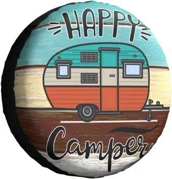 Happy Camper Riepu Segtu Ūdensizturīgs Putekļus Necaurlaidīgs Universālo Rezerves Riteņa Riepu Segtu piemērots Piekabes RV SUV Kravas automašīnu 14 15 16 17 Collu