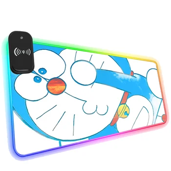 HD PictureWith Apgaismojums Doraemon RGB Spēļu Pele Spilventiņu Telefonu Bezvadu Lādēšanas Pasūtījuma Moused Pad Spēlētājs, peles paliktnis Anime Galda Paklājiņš