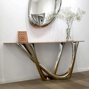 Ieejas galda dizainers gaismas luksusa vienkārši mūsdienu mākslas dizaina radošā neto slavenību pret sienu šaurā galda marmora lentes