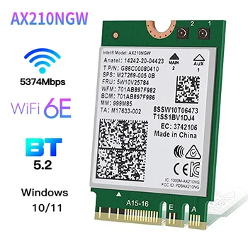 Intel AX210 WiFi Kartes Adapteri, Bluetooth 5.2 AX210NGW 2400Mbps 802.11 AX Bezvadu M. 2 NGFF Wi-Fi 6E Bezvadu Tīkla Karte