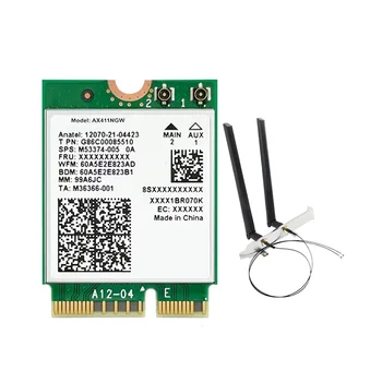 Intel AX411 WiFi Karte+2X8DB Antenu WiFi 6E CNVio2 BT 5.3 Tri-Band 5374Mbps Modulis Klēpjdatoru/PC