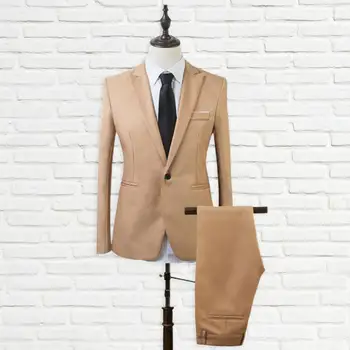 Ir 2021. Uzņēmējdarbības Vīriešu Žakete, Uzvalka Komplekts Atloks Oficiālu Stilīgs Vienu Pogas, Kabatas Bleizeri Turndown Apkakles Ādai draudzīgu Uzvalki Birojs