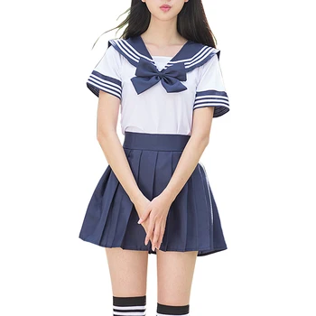 Japāņu Stila Studentu Meiteņu Skolas Formas tērpiem Meitenēm Navy Kostīms Sieviešu Sexy Navy JK Uzvalka Jūrnieks Blūze Kroku Svārki Komplekts
