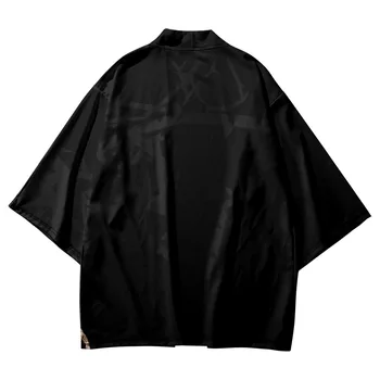 Japāņu Tradicionālo Haori Sievietēm, Vīriešiem Beach Yukata Apģērbu Streetwear Drukāt Melnā Kimono Jaka Plus Lieluma 6XL 4XL 5XL