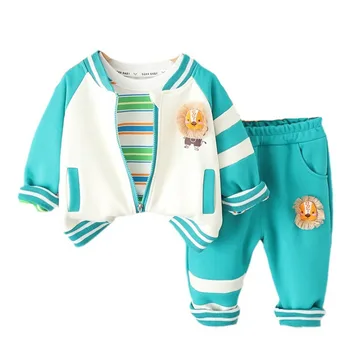 Jauna Rudens Baby Girl Apģērbu Bērniem Jaka, T-Krekls, Bikses 3Pcs/Komplekti Toddler Gadījuma Kostīms Zēniem Zīdaiņu Apģērbs Bērniem, Sporta