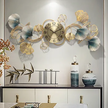 Jauna, Ķīniešu stila dzīvojamā istaba mājas modes kabatas pulksteņu personības atmosfēru, mūsdienu gaismas luksusa kvarca pulkstenis Ginkgo biloba