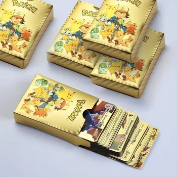 Jaunu 11pcs Pokemon Kartes Metāla Zelta Vmax GX Enerģijas Karti Charizard Pikachu Reti Kolekcija Kaujas Treneris Karti, Bērnu Rotaļlietas, Dāvanas