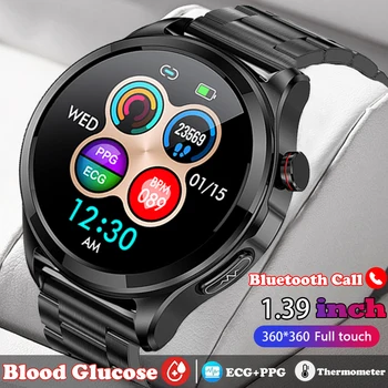Jaunu EKG+PPG Asins Glikozes Smart Skatīties Vīriešiem, Fitnesa Tracker Glikozes Mērītāju Termometrs Veselības Skatīties 2023 Bluetooth Zvanu Smartwatch