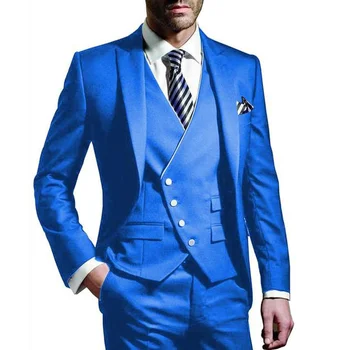 Jaunu Gadījuma Modes Slim Trīs-gabalu Vīriešu Uzvalku Līgavainim un Groomsman Uzvalks Vienu Pogu Formālas Biznesa Uzvalks, Smokings Uzvalki Vīriešiem