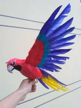 jaunu simulācijas red&blue parrot rotaļlietas polietilēna&kažokādas spārniem papagailis modelis dāvanu par 60x45cm 1474