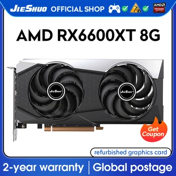 JIESHUO AMD RX 6600XT 8GB Spēļu Grafikas Karte GDDR6 2048 GPU PCI-E 4.0 128-bitu RX6600XT 8G DATORA Darbvirsmas Video Birojs, KAS RVN CFX