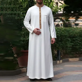 Jubba Thobe Ramadāna Eid Musulmaņu Vīriešu Modes Apģērbu Tuvajos Austrumos Arābijas Kaftan Lone Piedurknēm Pogas Augšējā Gadījuma Vīriešu Drēbes