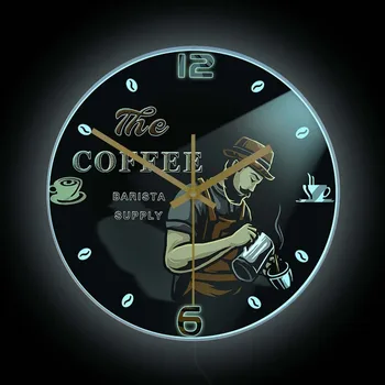 Kafijas Barista Piegādes LED Apgaismota Pulkstenis Profesionālo Reklāmas Neona Zīme, Kafijas Pupiņas Kafejnīca Maker Kafijas Veikals Gaismas Sienas Pulkstenis