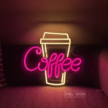 Kafijas Neona Zīme LED Neona Gaismas Kafejnīcu Coffee Shop Sienas Dekori Cilvēks Ala Zīme Sienas Mākslas Bārs Veikals, Mājas Pielāgots Kafijas Dekori