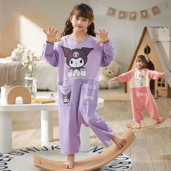 Kawaii Hello Kitty Sanrio Bērnu Pidžamas Anime Kuromi Meitene Sleepwear Kokvilnas Pavasara Rudens Zēns Mājas Apģērbu Meitene Bērnu Apģērbs