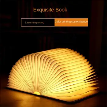 Koka Grāmatu Lampas Bērnu Lasīšanas gaismas USB Gultas Galda Lampa, 3 Krāsu Guļamistaba Mākslas Dekoru Nakts Gaisma Bērniem Dzimšanas dienas Dāvana